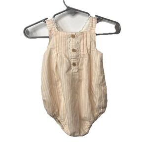 Piper & Posie pink and white stripe Ian bubble romper size 3-6 months